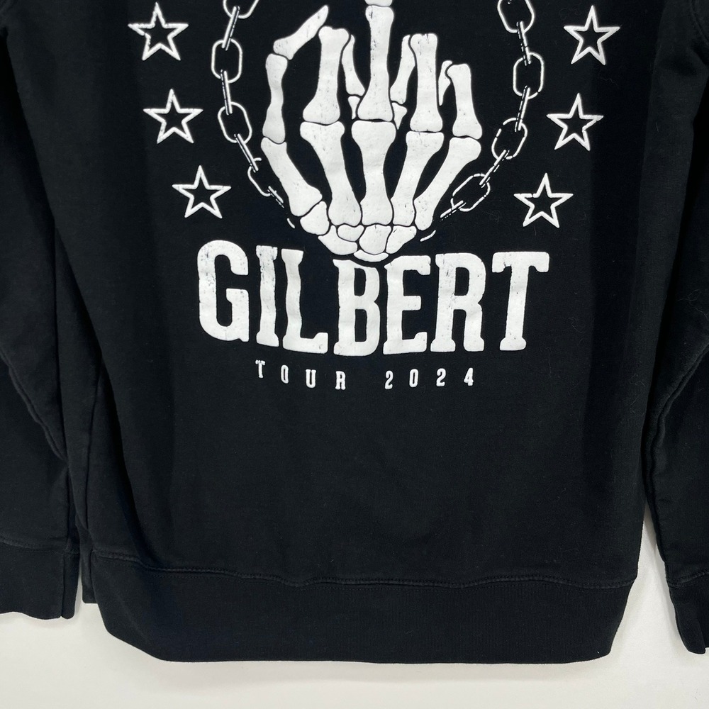 Brantley Gilbert Off The Rails Tour 2024 Skeleton Hoodie Black Mens Medium - Picture 12 of 14